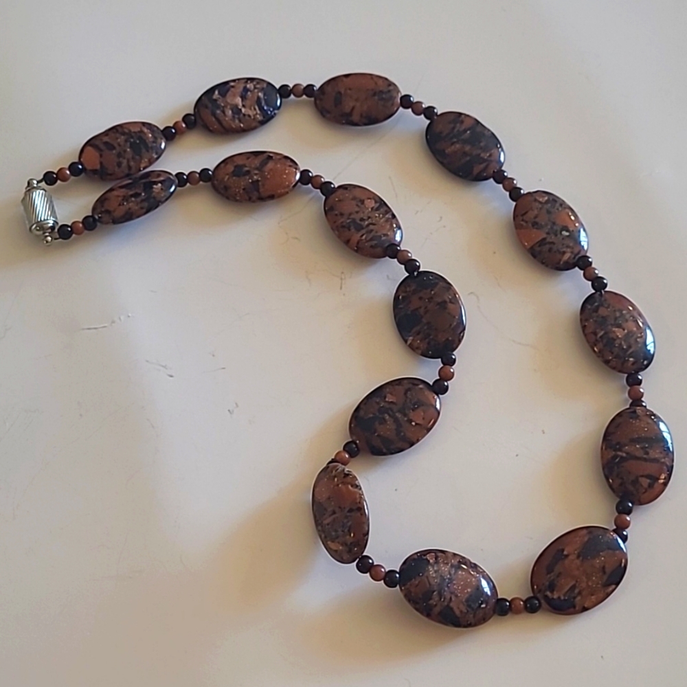 Handmade Sparkling Sunstone Beaded Necklace with Magnetic Closure